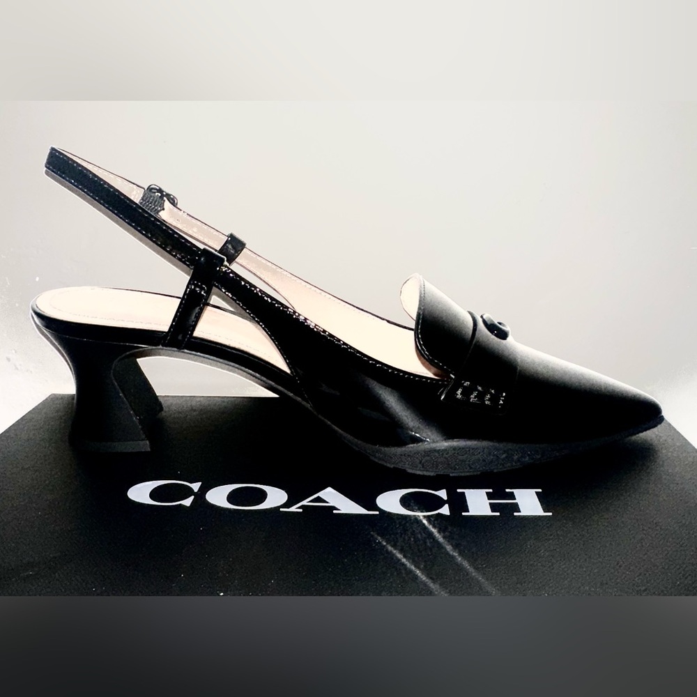 Coach Nikoka Black Patent Leather Slingback Pumps